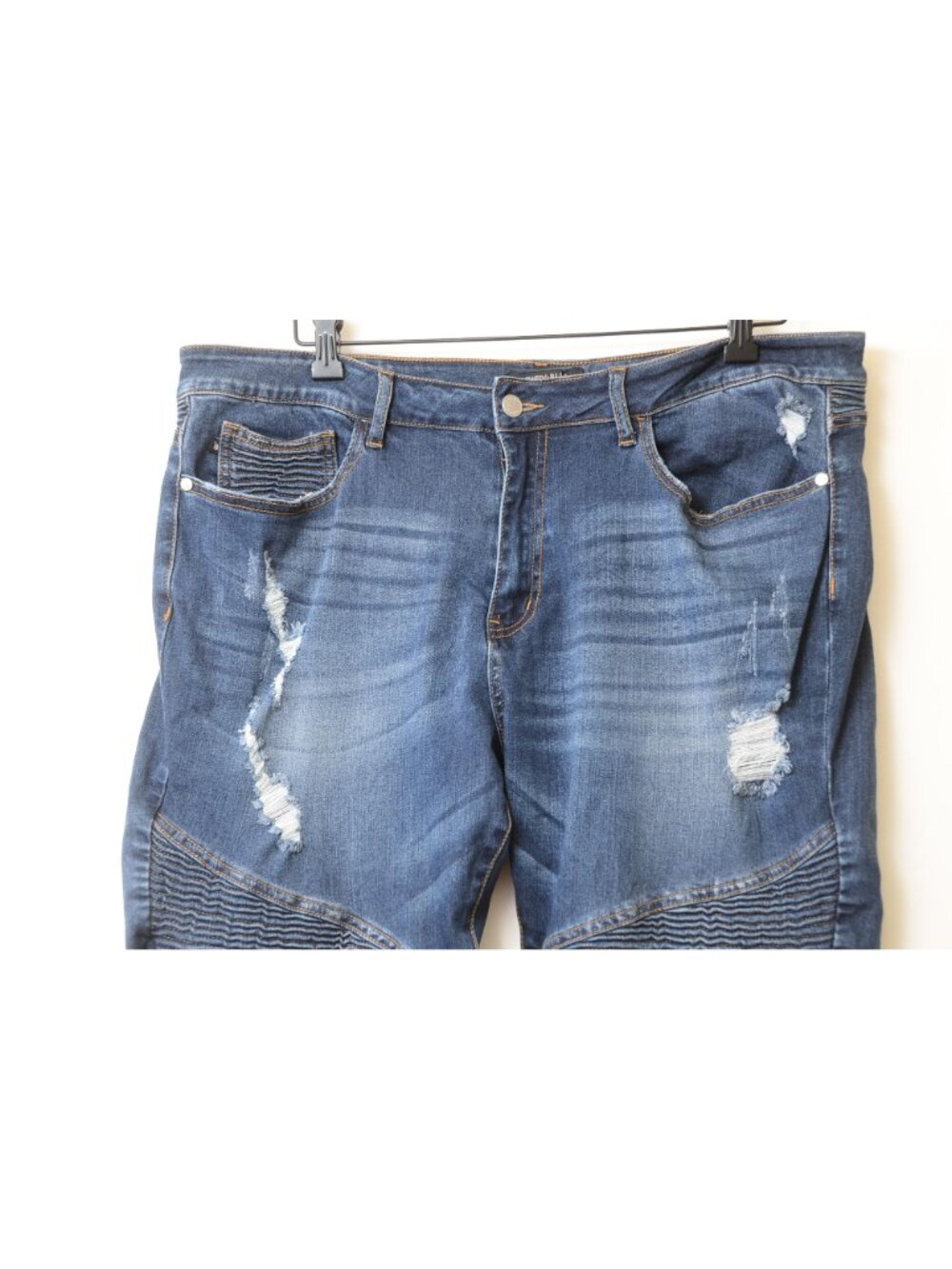 Judy Blue PLUS Size 18W Dark Wash Destructed Moto Style Skinny 5 Pocket Jeans‎ - Picture 2 of 8